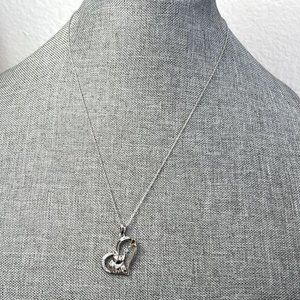Cute Heart and Elephant Pendant Necklace in Sterling Silver